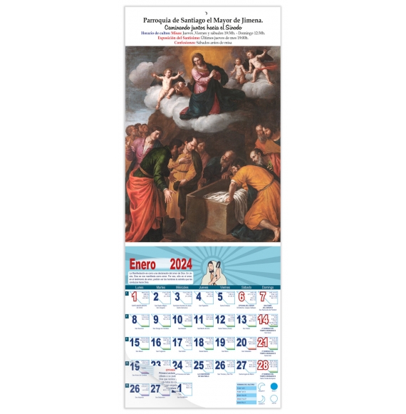 Calendario vertical de pared "Asunción de la Virgen" (Alessandro Torchi)