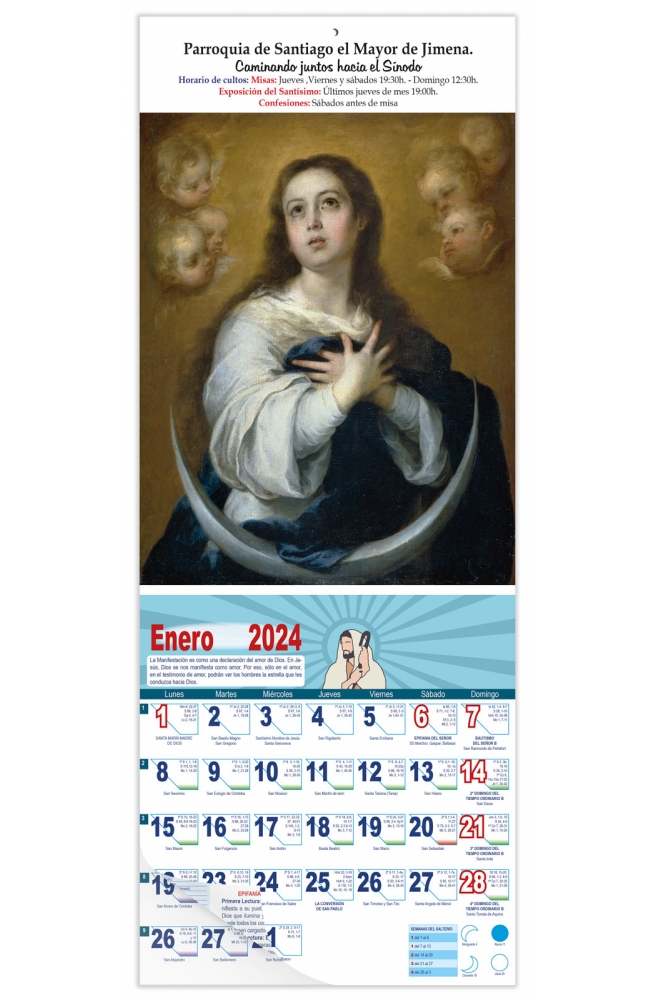 Calendario vertical de pared "Inmaculada" (Murillo)