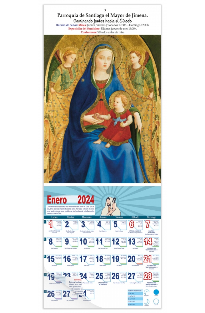 Calendario vertical de pared "Virgen de la Granada"(Fray Angélico)