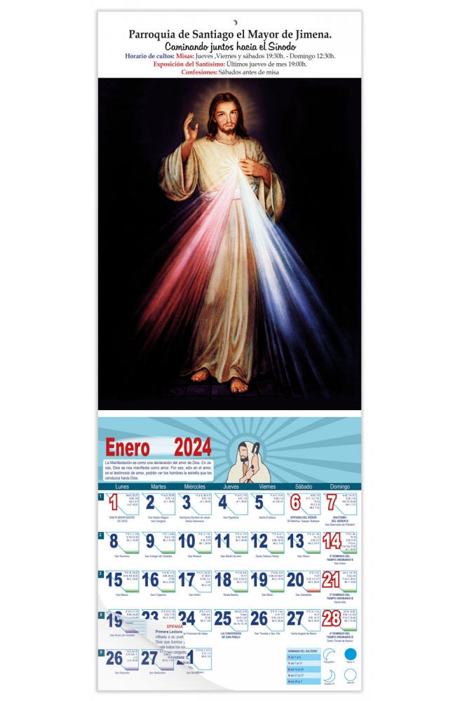Calendario vertical de pared "Cristo de La Divina Misericordia"