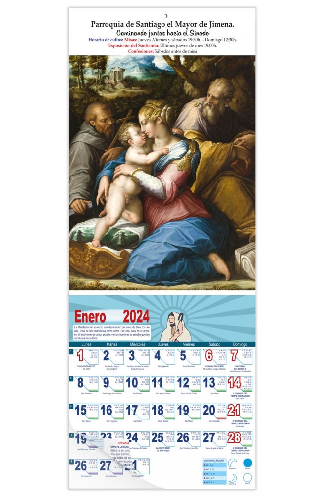 Calendario vertical de pared "La Sagrada Familia" (Vasari)