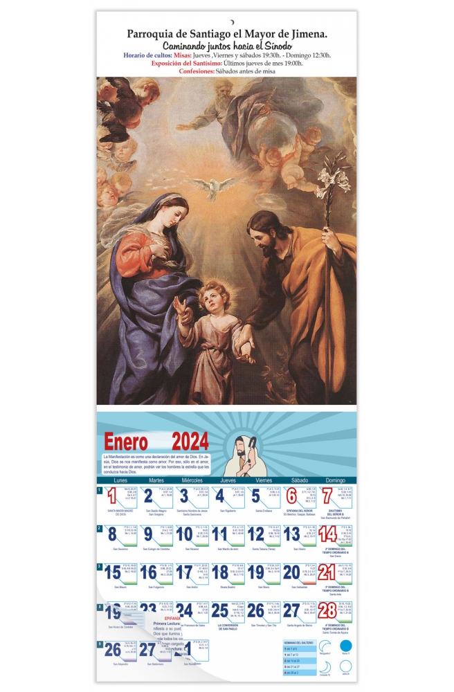 Calendario vertical de pared "La Sagrada Familia" (Claudio Coello)