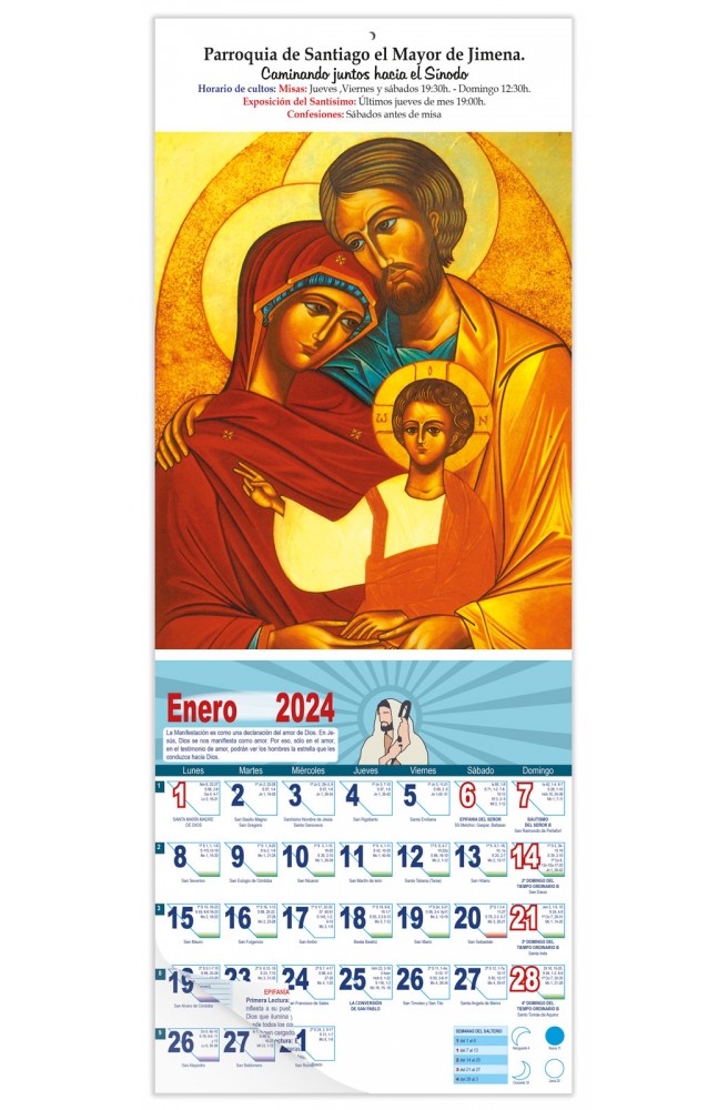 Calendario vertical de pared "La Sagrada Familia" (Icono)