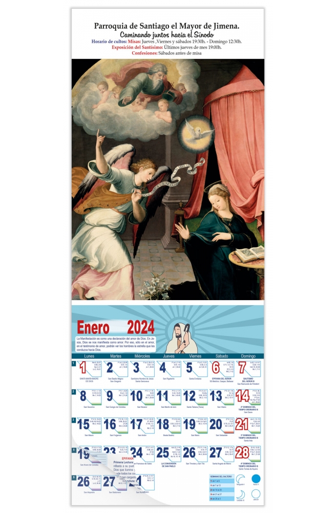 Calendario vertical de pared "Anunciación" (Correa de Vivar)