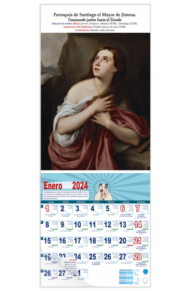Calendario vertical de pared "Magdalena penitente" (Murillo)