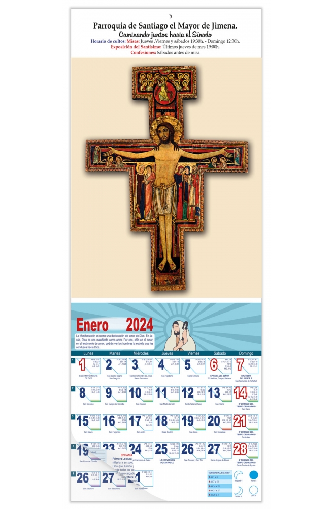 Calendario vertical de pared "Cristo de San Damián"