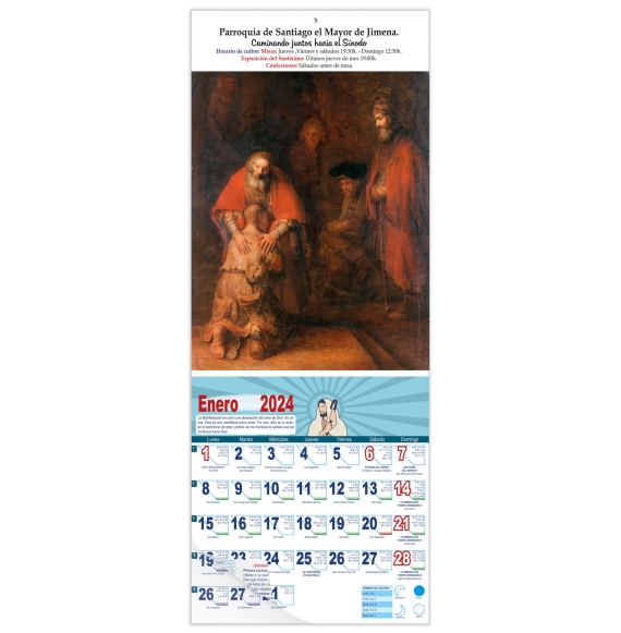 Calendario vertical de pared "Regreso del Hijo Pródigo" (Rembrandt)