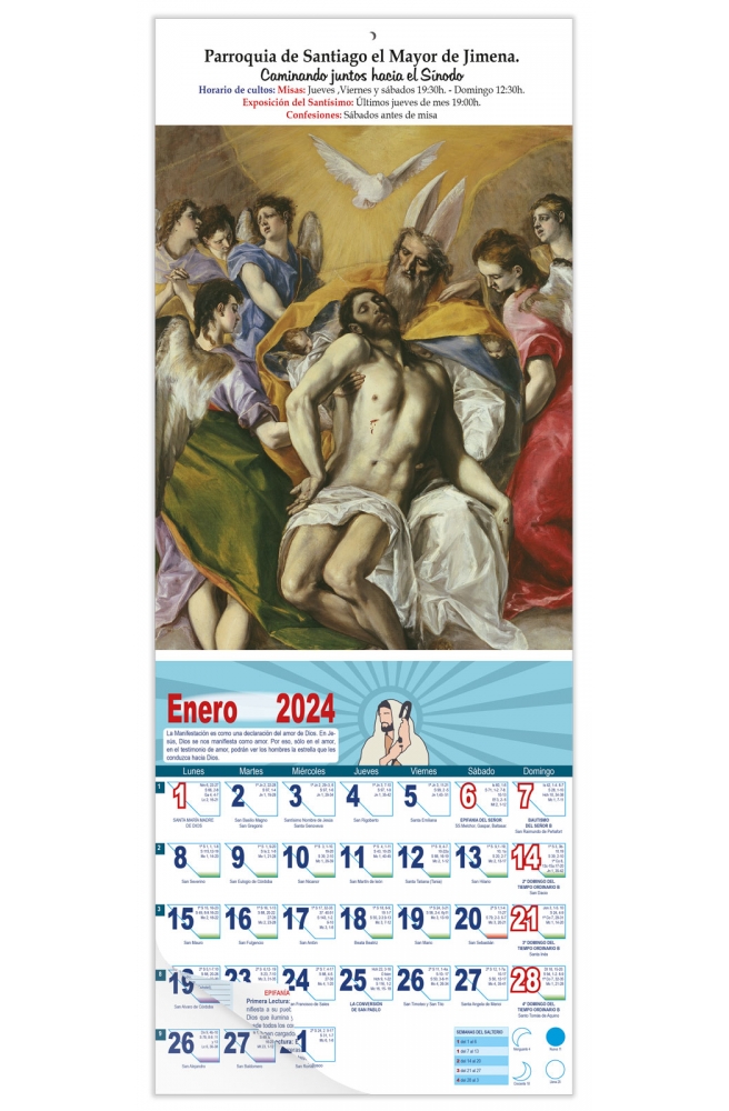 Calendario vertical de pared "Santísima Trinidad" (El Greco)