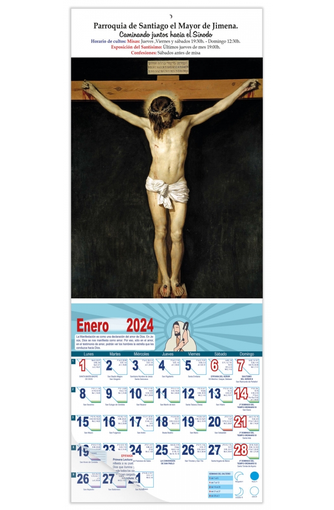 Calendario vertical de pared "Cristo Crucificado" (Velázquez)