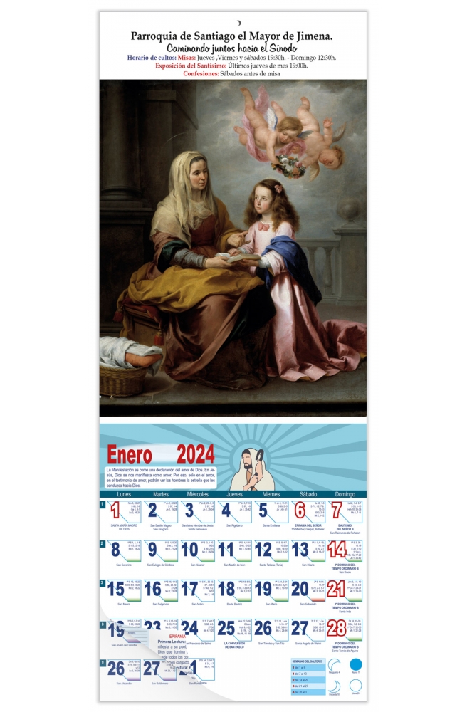 Calendario vertical de pared "Santa Ana y la Virgen"(Murillo)