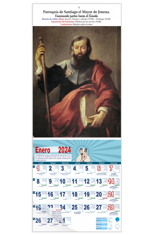 Calendario vertical de pared "Apóstol Santiago" (Murillo)