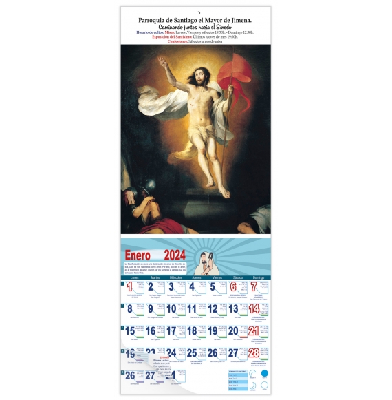Calendario vertical de pared "Resurrección del Señor" Murillo