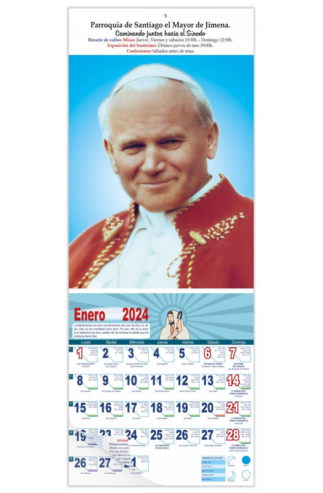 Calendario vertical de pared "San Juan Pablo II"