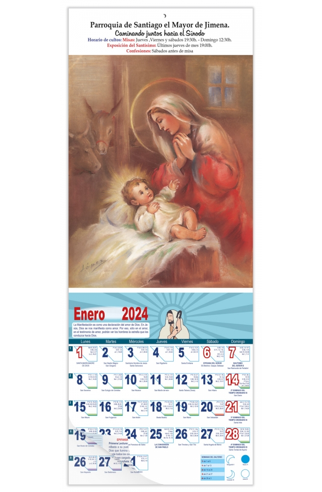 Calendario vertical de pared "Virgen con el Niño"