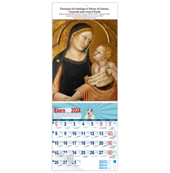 Calendario vertical de pared "Madonna con el Niño" (Traini)