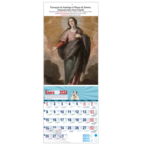 Calendario vertical de pared "Inmaculada Concepción" (Antonio del Castillo)