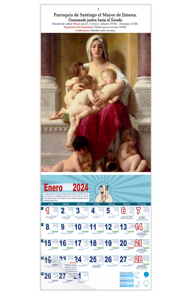 Calendario vertical de pared "Madonna" (Bouguereau)