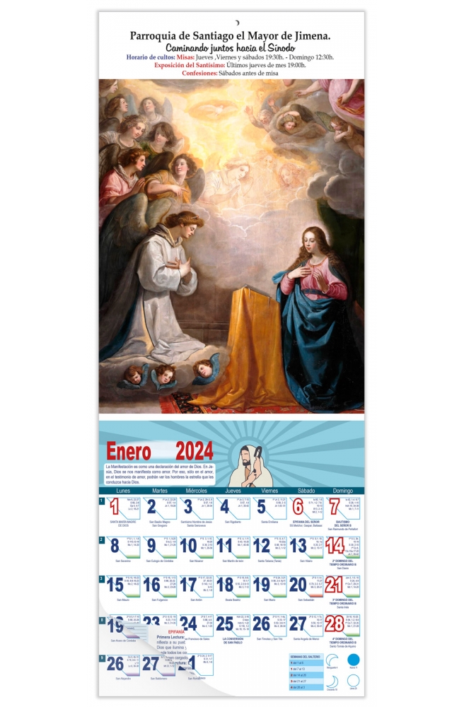 Calendario vertical de pared "La Sagrada Familia" (Vicente Carducho)