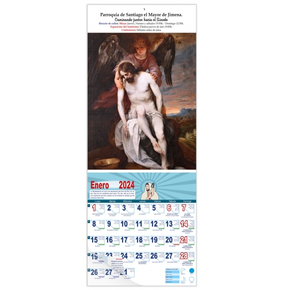 Calendario vertical de pared "Cristo abrazado por un ángel" (Alonso Cano)