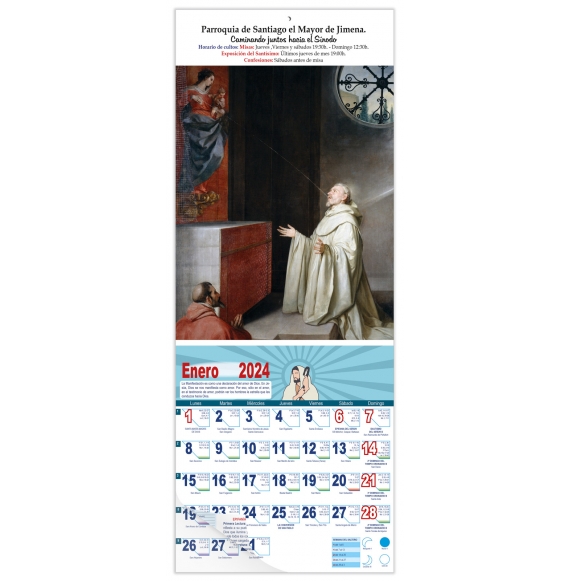 Calendario vertical de pared "San Bernardo y la Virgen" (Alonso Cano)