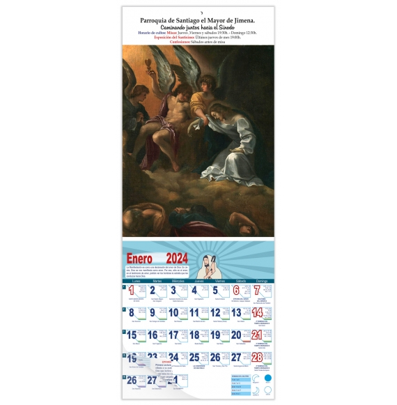 Calendario vertical de pared "La Oración del Huerto" (Ludovico Carraccio)