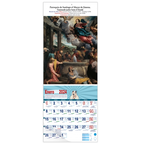 Calendario vertical de pared "La Asunción de la Virgen" (Ludovico Carracci)