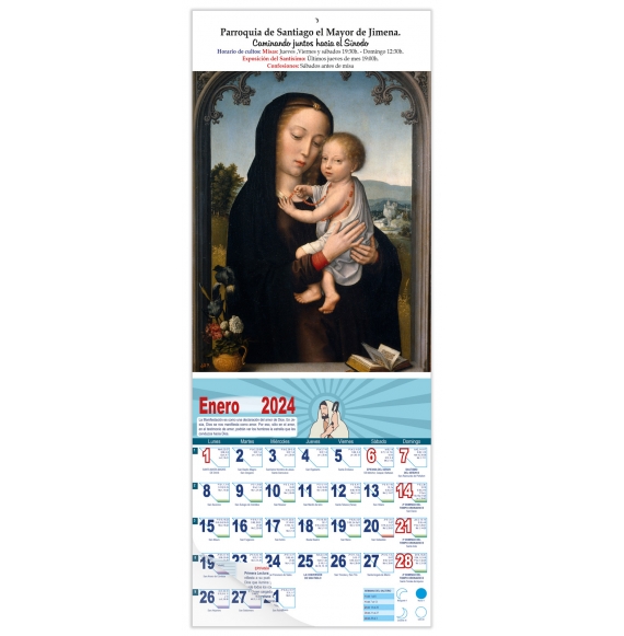Calendario vertical de pared "Virgen con el Niño" (David Gerard)