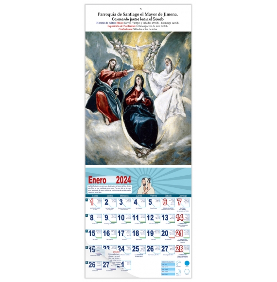 Calendario vertical de pared "La coronación de la Virgen" (El Greco)