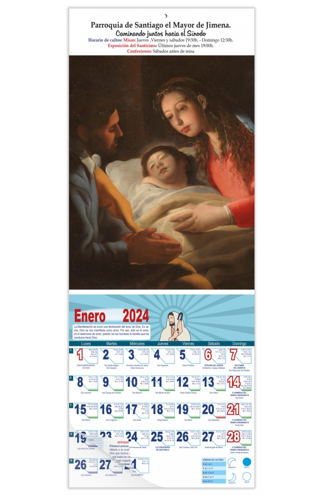 Calendario vertical de pared "La Natividad" (Eugenio Cajés)