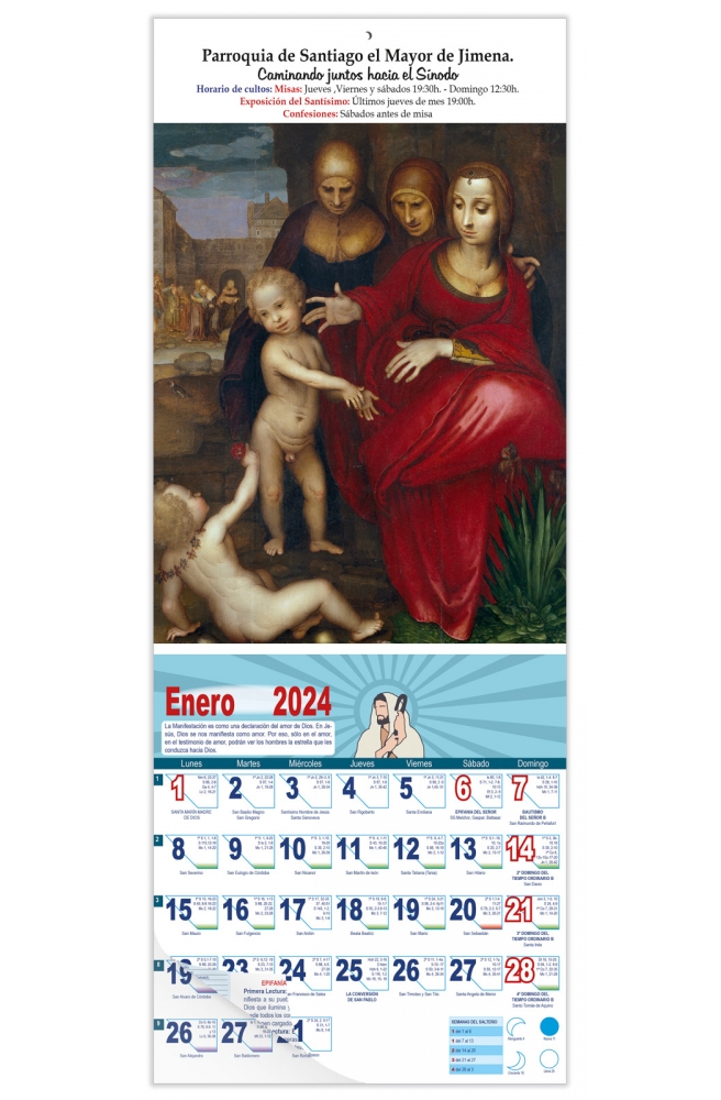 Calendario vertical de pared "Virgen con el Niño" (Fernando Yañez)