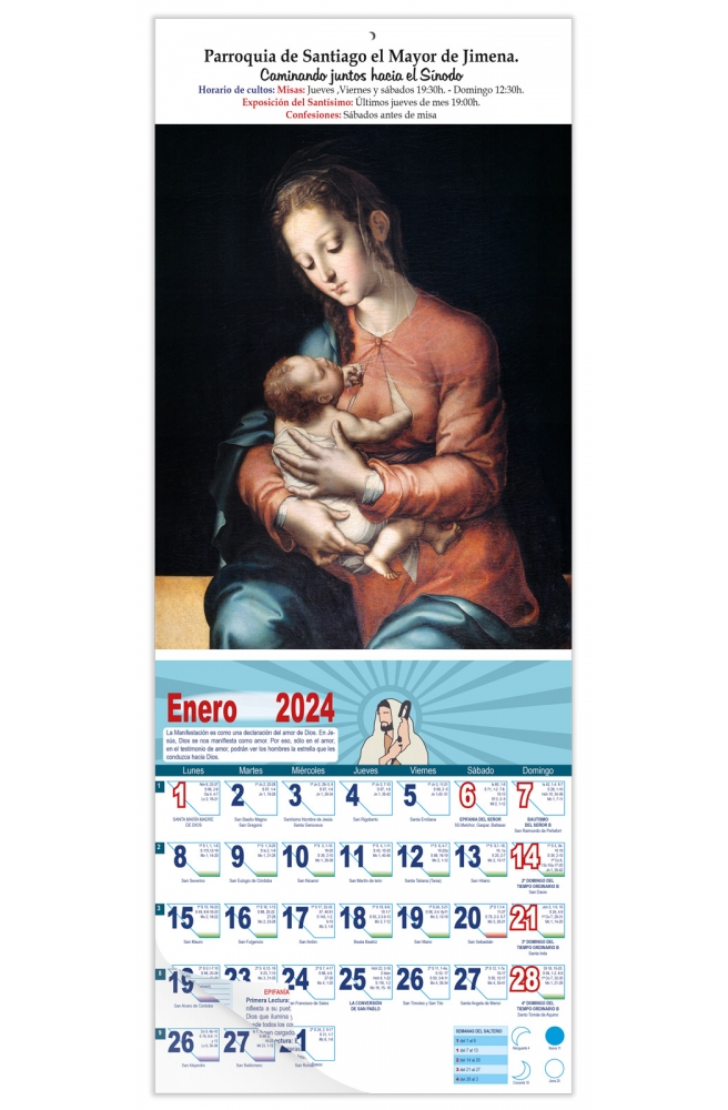 Calendario vertical de pared "Virgen de la Leche" (Luis de Morales)