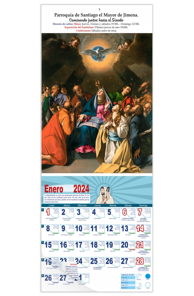 Calendario vertical de pared "Pentecostés" (Maíno)
