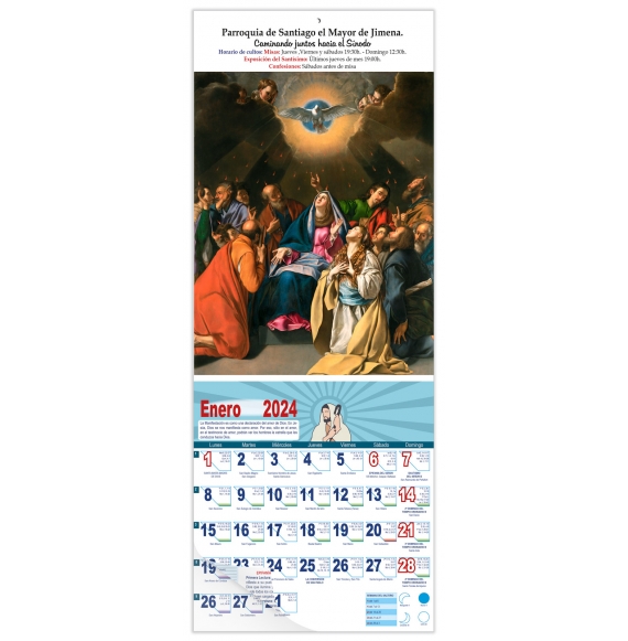 Calendario vertical de pared "Pentecostés" (Maíno)