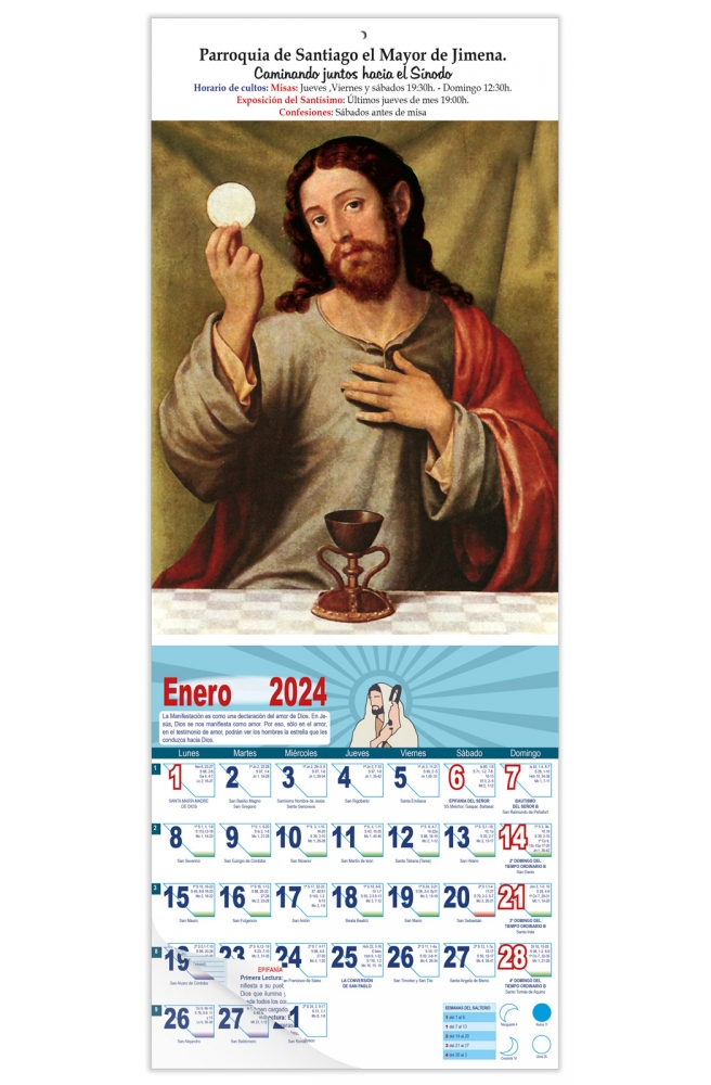 Calendario vertical de pared "Cáliz de Cristo" (Juan de Juanes)