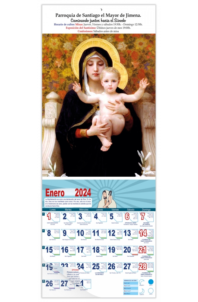 Calendario vertical de pared "Virgen de Lys" (Bouguerau)