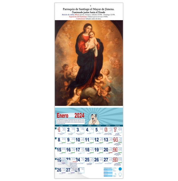 Calendario vertical de pared "Virgen con el Niño" (Murillo)