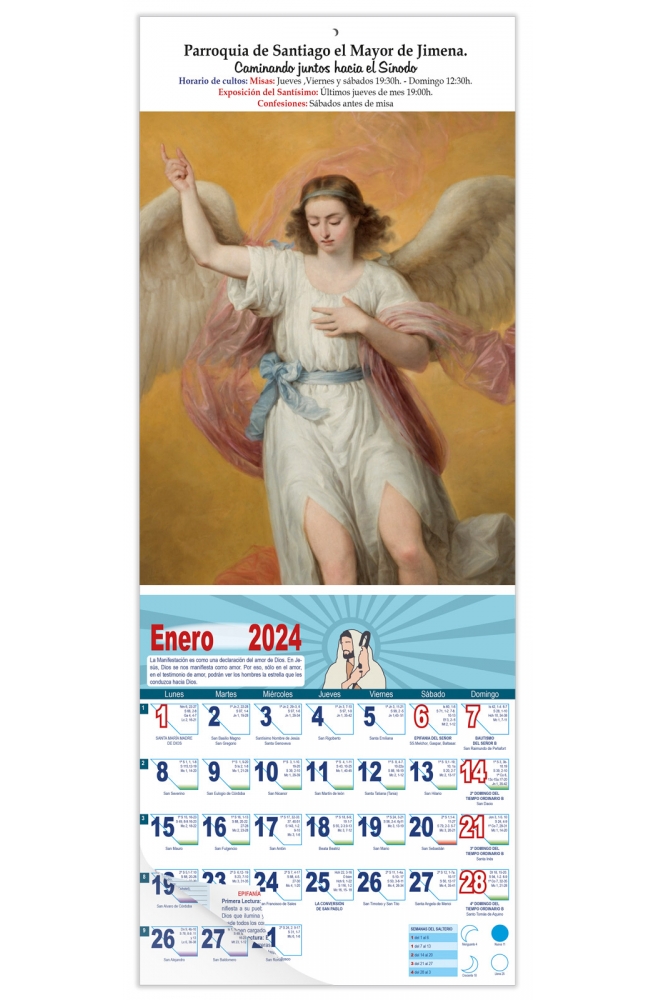 Calendario vertical de pared "Arcángel San Miguel" (Antonio María Esquivel)
