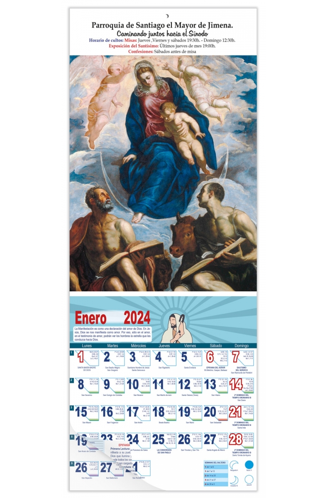 Calendario vertical de pared "Santa María y el Niño" (Tintoretto)