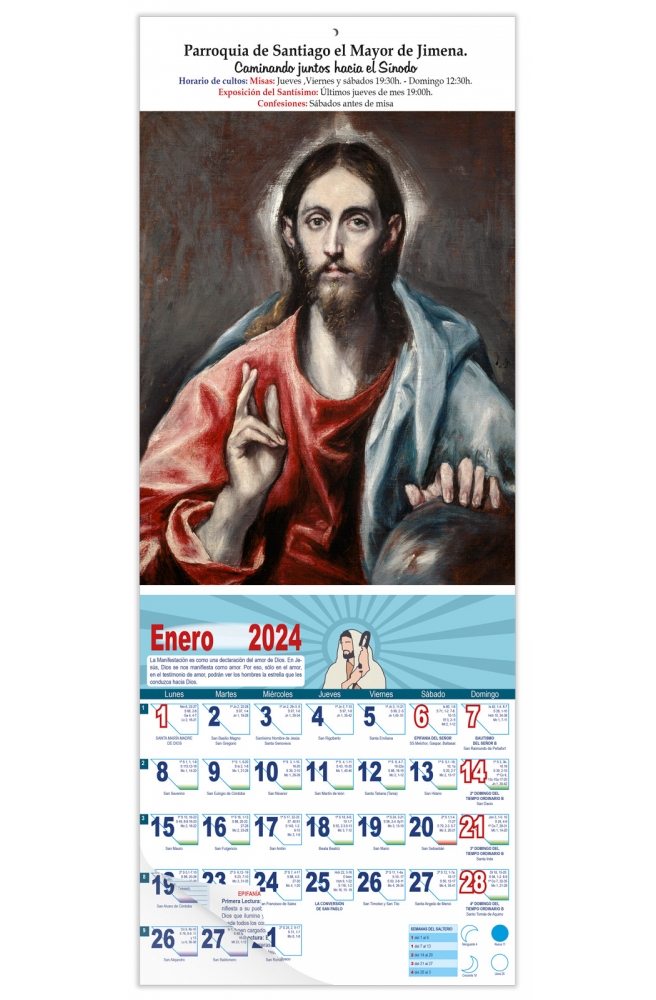 Calendario vertical de pared "El Salvador del Mundo" (El Greco)
