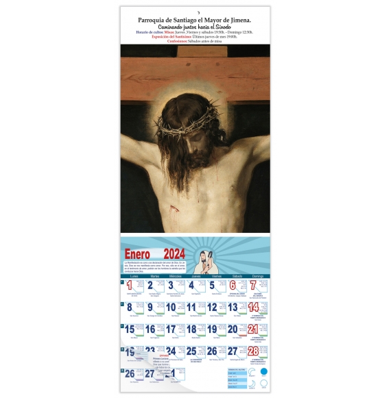 Calendario vertical de pared "Cristo Crucificado, detalle" (Velázquez)