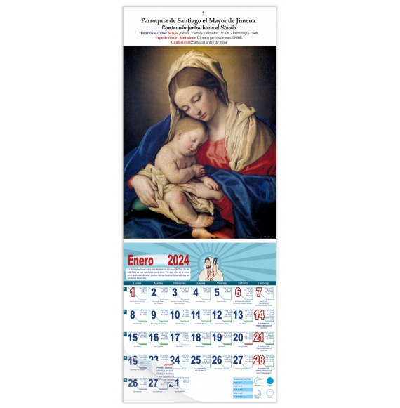 Calendario vertical de pared "La Virgen con el Niño dormido" (Sassoferrato)