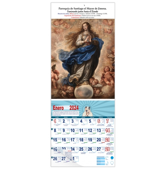 Calendario vertical de pared "Inmaculada" (Francisco Rizi)