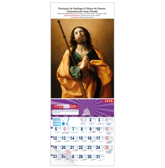 Calendario vertical de pared "Apostol Santiago" (Guido Reni)