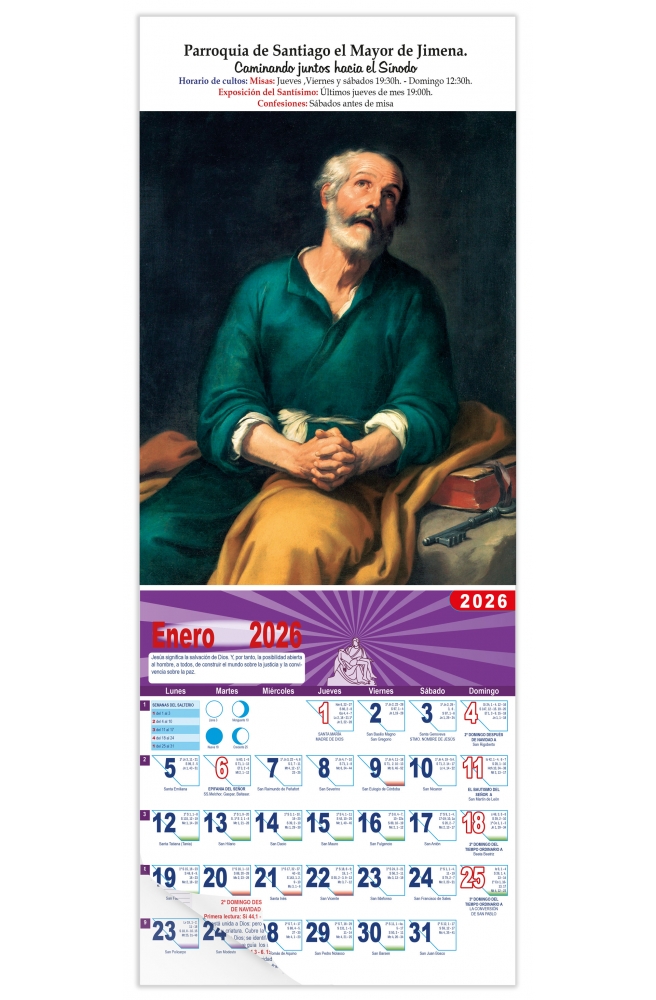 Calendario vertical de pared "San Bartolomé" (Murillo)