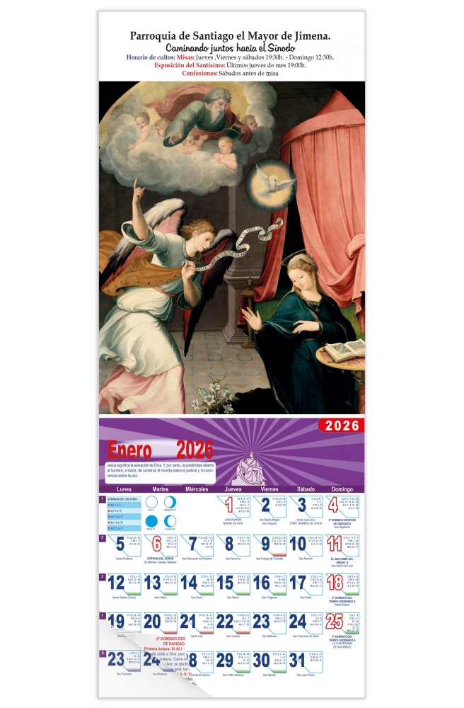 Calendario vertical de pared "Anunciación" (Correa de Vivar)