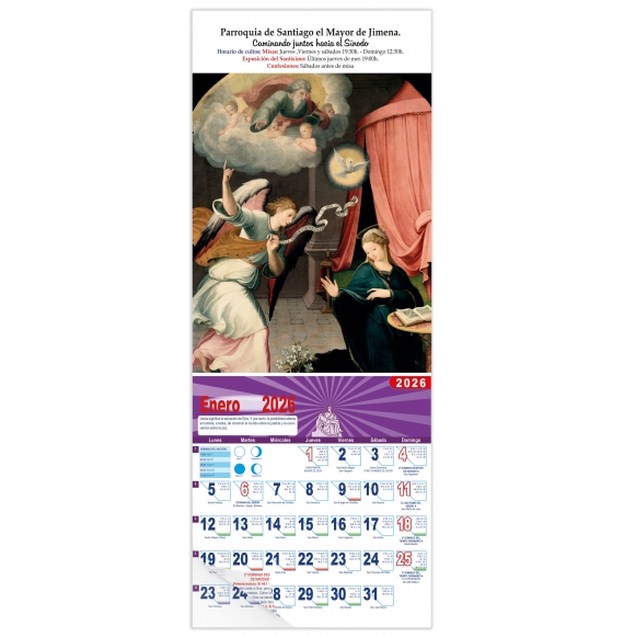 Calendario vertical de pared "Anunciación" (Correa de Vivar)