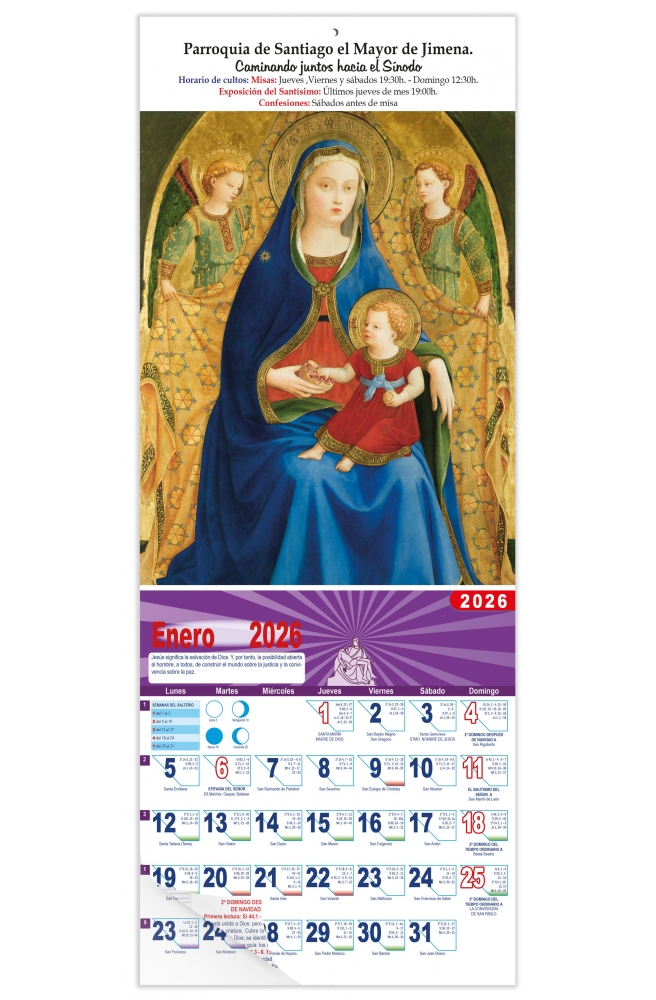 Calendario vertical de pared "Virgen de la Granada"(Fray Angélico)
