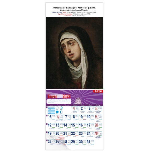 Calendario vertical de pared "Dolorosa" (Murillo)