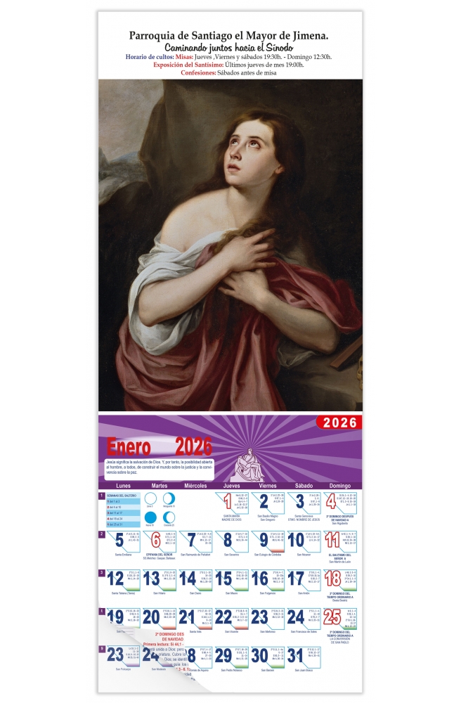 Calendario vertical de pared "Magdalena penitente" (Murillo)