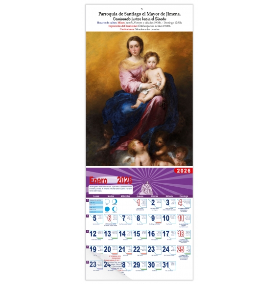 Calendario vertical de pared "Ntra. Sra. del Rosario"(Murillo)
